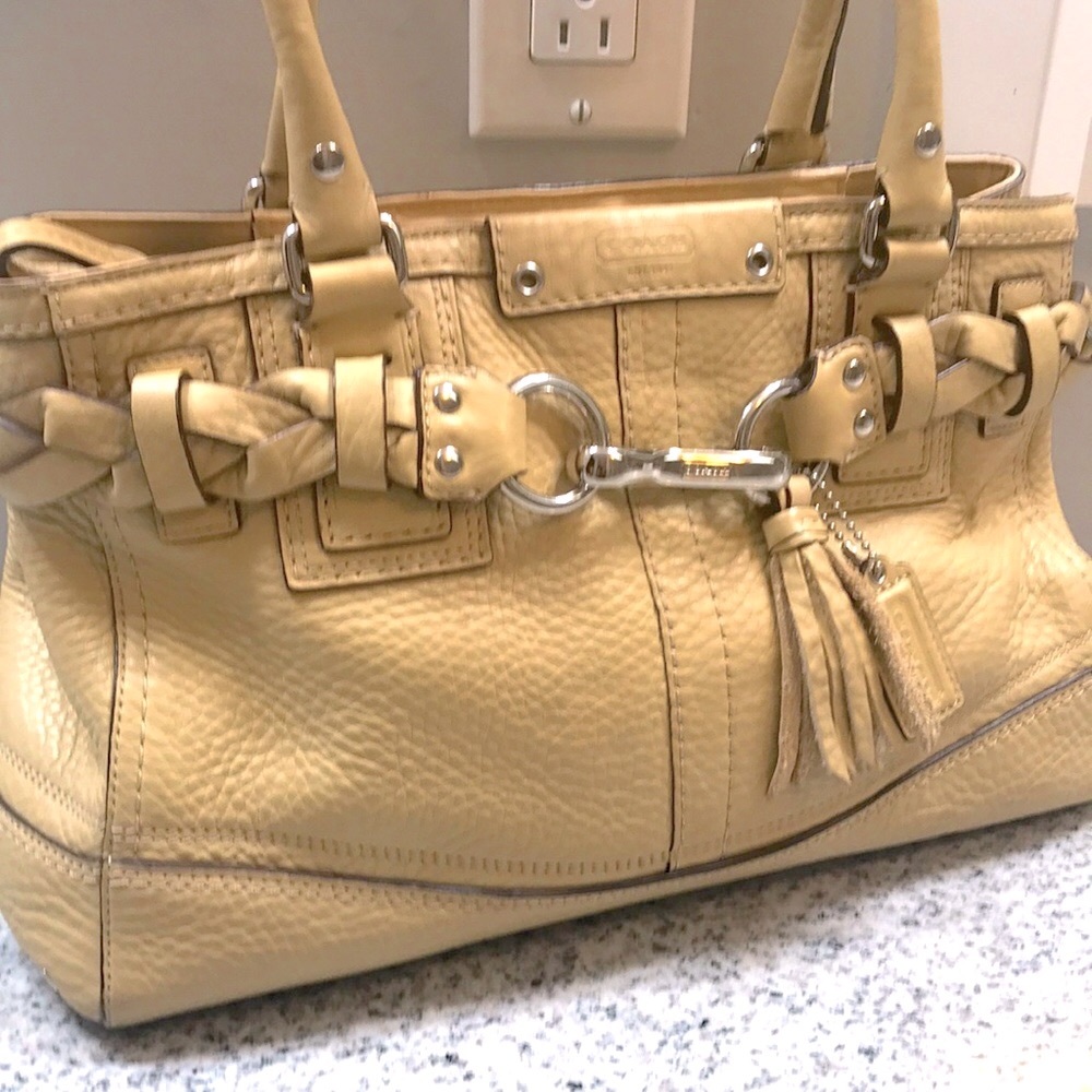 Coach F13084 Tan Pebble Leather Carryall